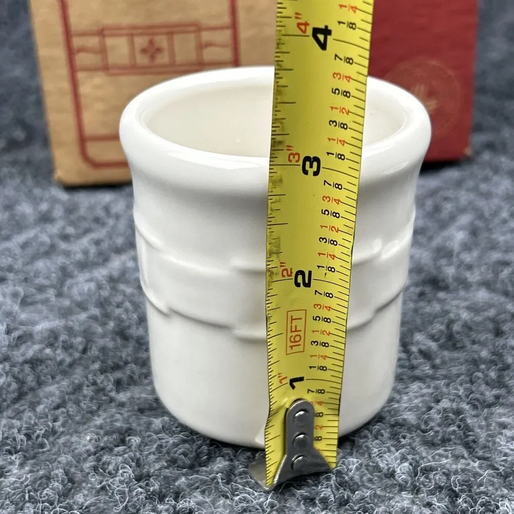 Longaberger Set of Two (2) Condiment Crocks with Lids Ivory - Picture 7 of 12